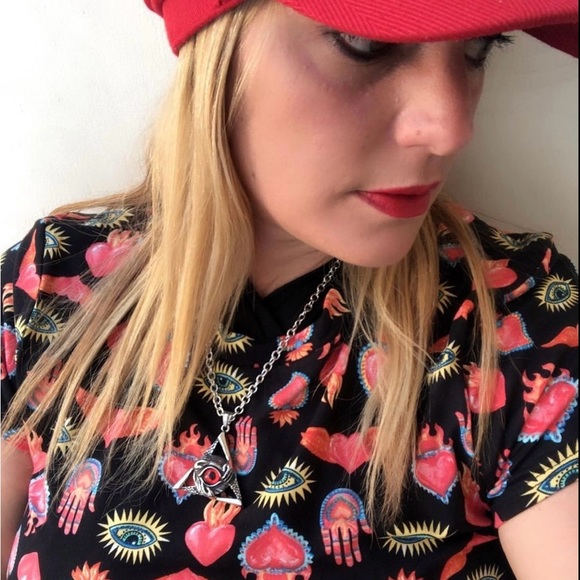 Evil eye tie front crop top - Picture 2 of 5